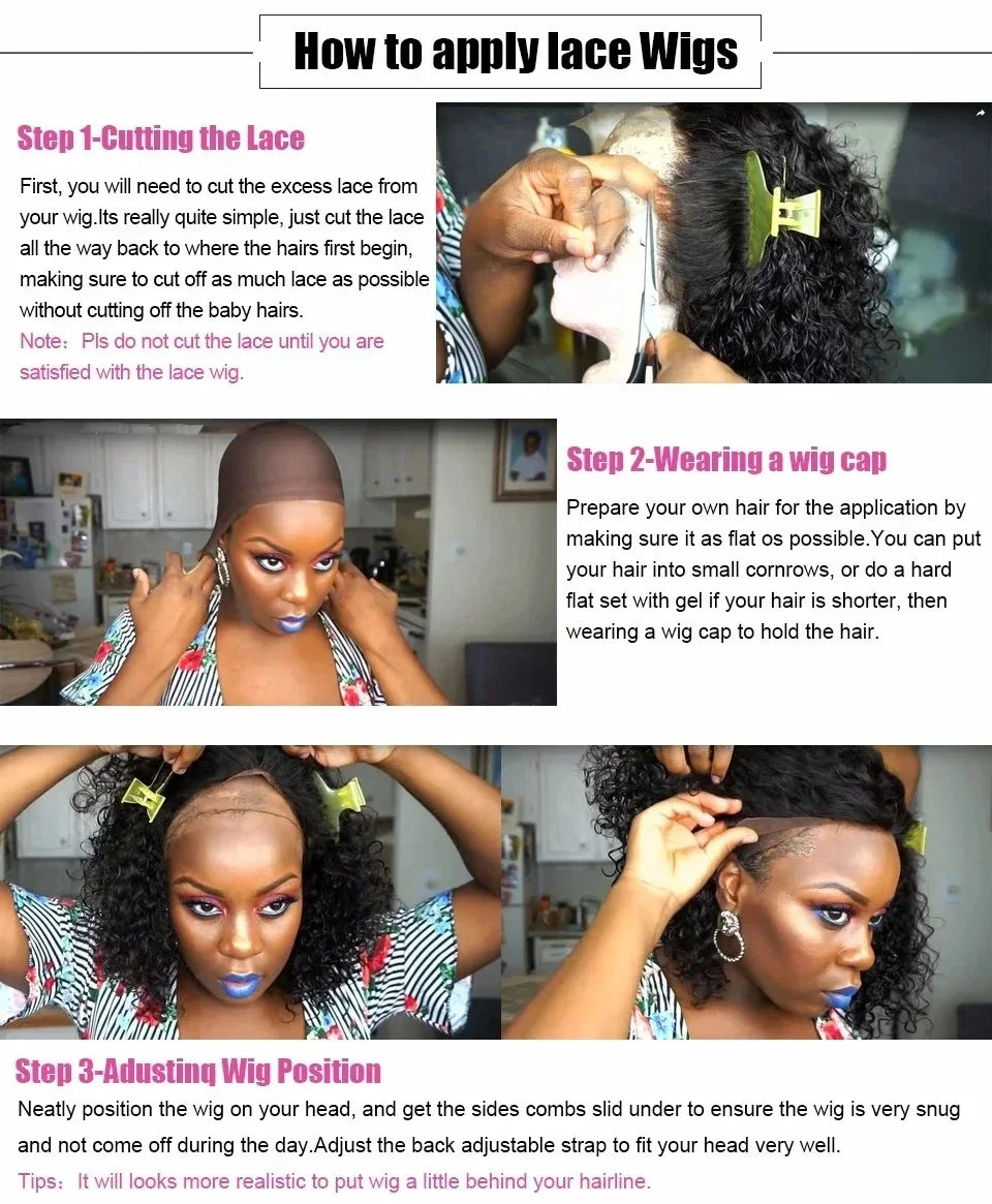Deep Wave Curly Human Hair Wig 13x4 Hd Lace Frontal Wigs Pre Plucked For Women Deep Wave Frontal Wigs Brazilian 30 Inch Glueless
