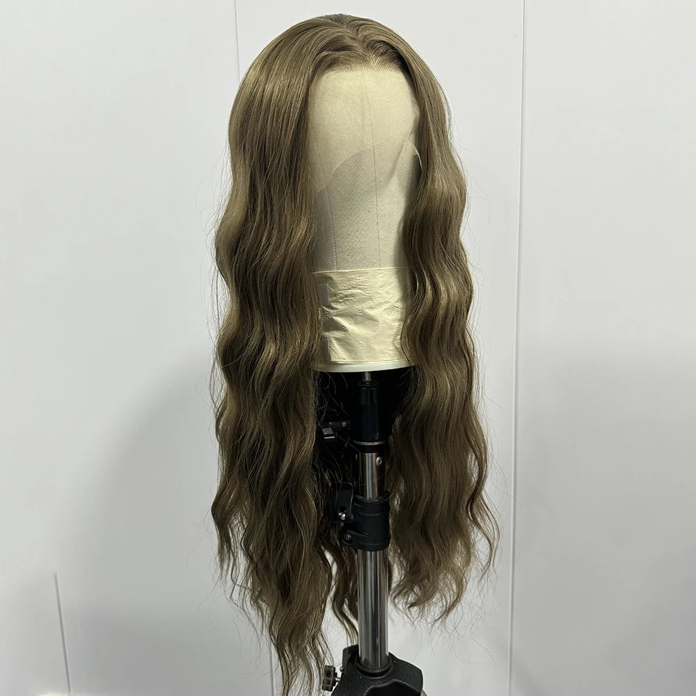 Bright Purple Natural Wave Wig Synthetic Lace Front Wigs for Women Long Loose Deep Curl Lace Wig Purple Wig Daily Use Cosplay