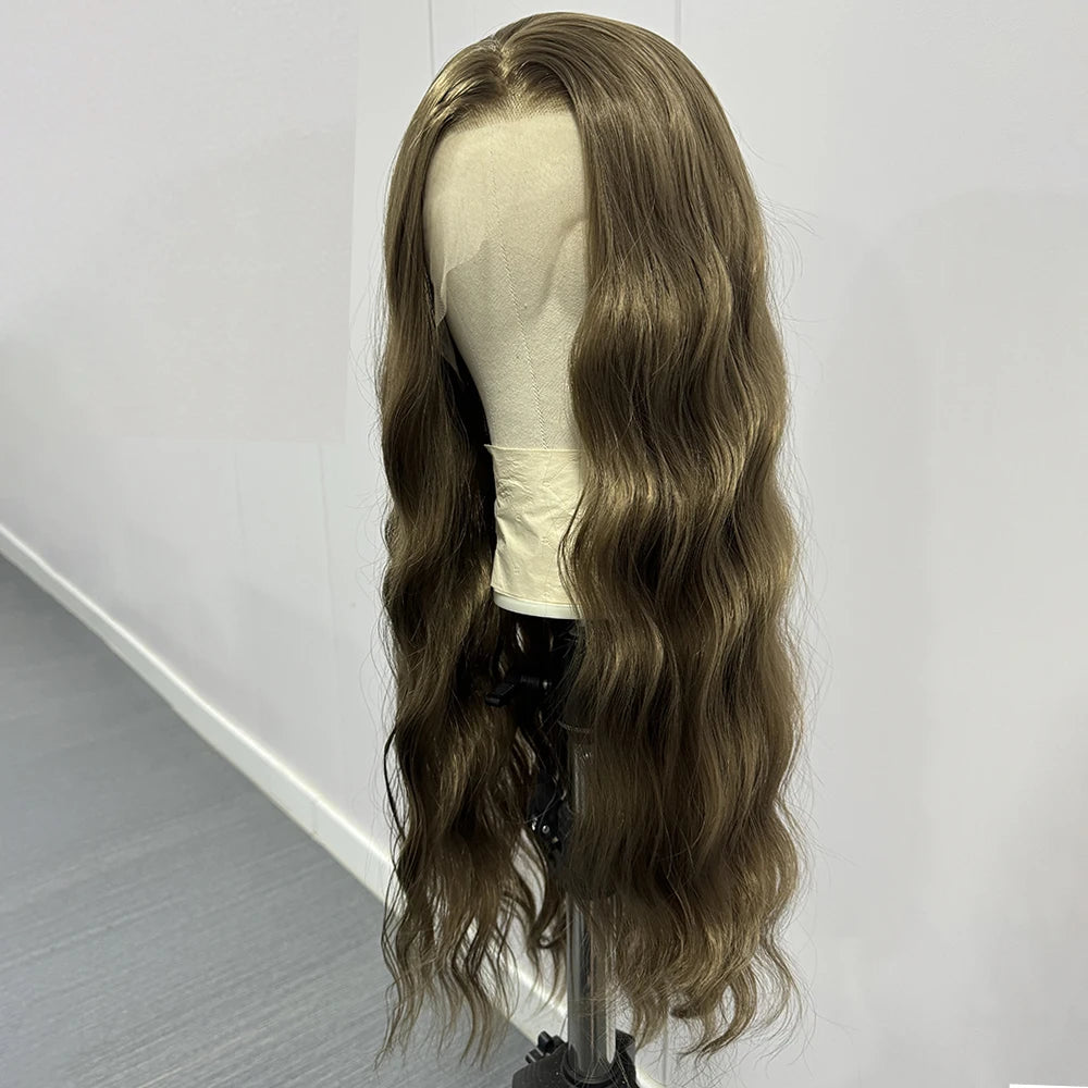 Bright Purple Natural Wave Wig Synthetic Lace Front Wigs for Women Long Loose Deep Curl Lace Wig Purple Wig Daily Use Cosplay