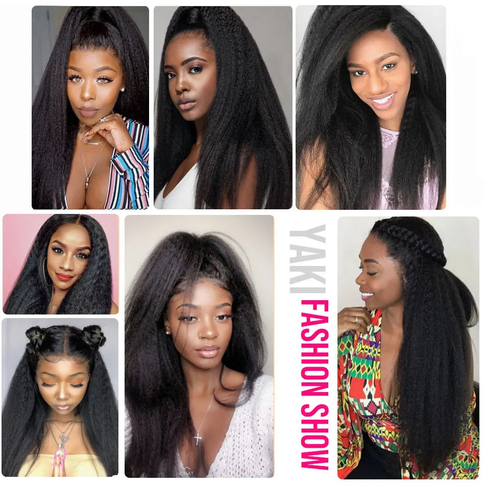 Kinky Straight 13x4 HD  Lace Front Wig Human Hair PrePlucked Yaki Transparent HD Lace Frontal Wigs Human Hair Wigs For Women