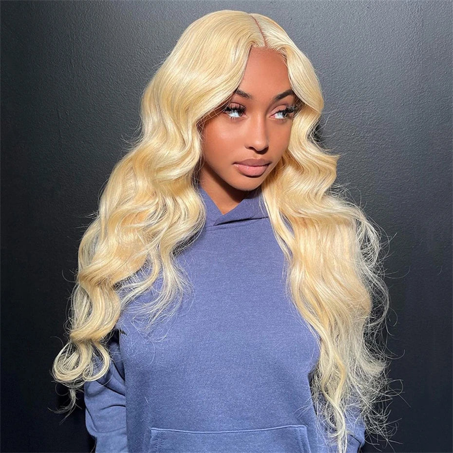 13x6 Highlight Ash Blonde Wigs Human Hair Brazilian Body Wave Lace Front Human Hair Wigs 613 Blonde Color 13x6 Lace Frontal Wigs
