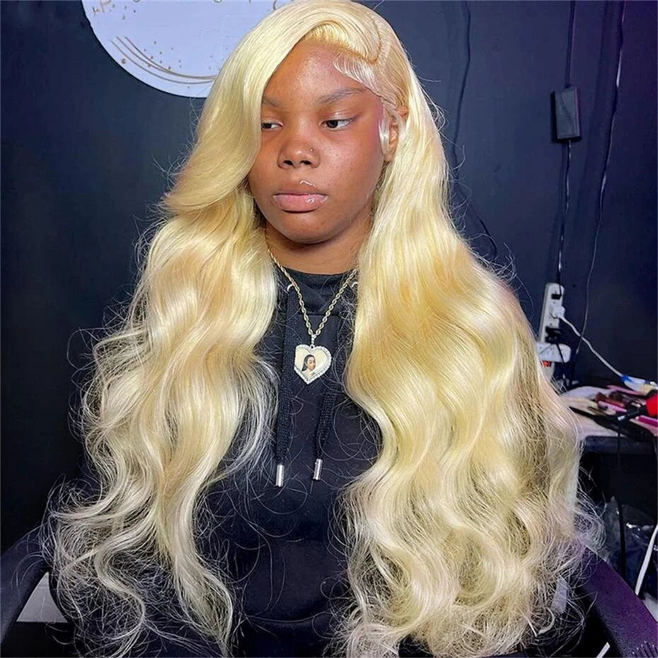 13x6 Highlight Ash Blonde Wigs Human Hair Brazilian Body Wave Lace Front Human Hair Wigs 613 Blonde Color 13x6 Lace Frontal Wigs