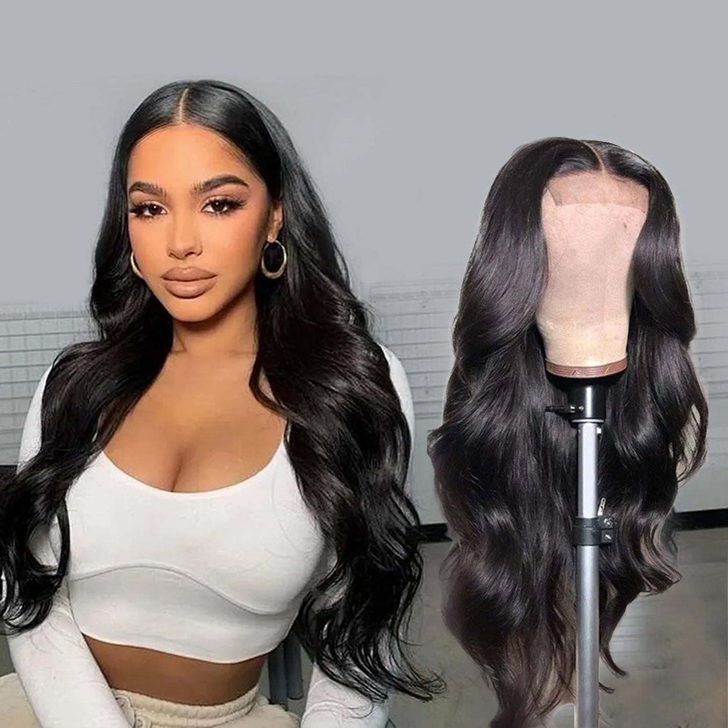 Black Synthetic Wig Premium Natural Black Wavy Synthetic Wig For Women Middle Part Curly Natural Looking Long Full Volume