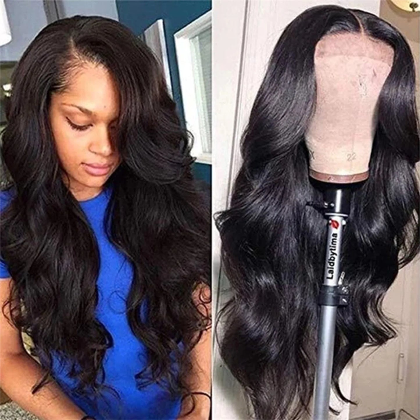 Black Synthetic Wig Premium Natural Black Wavy Synthetic Wig For Women Middle Part Curly Natural Looking Long Full Volume