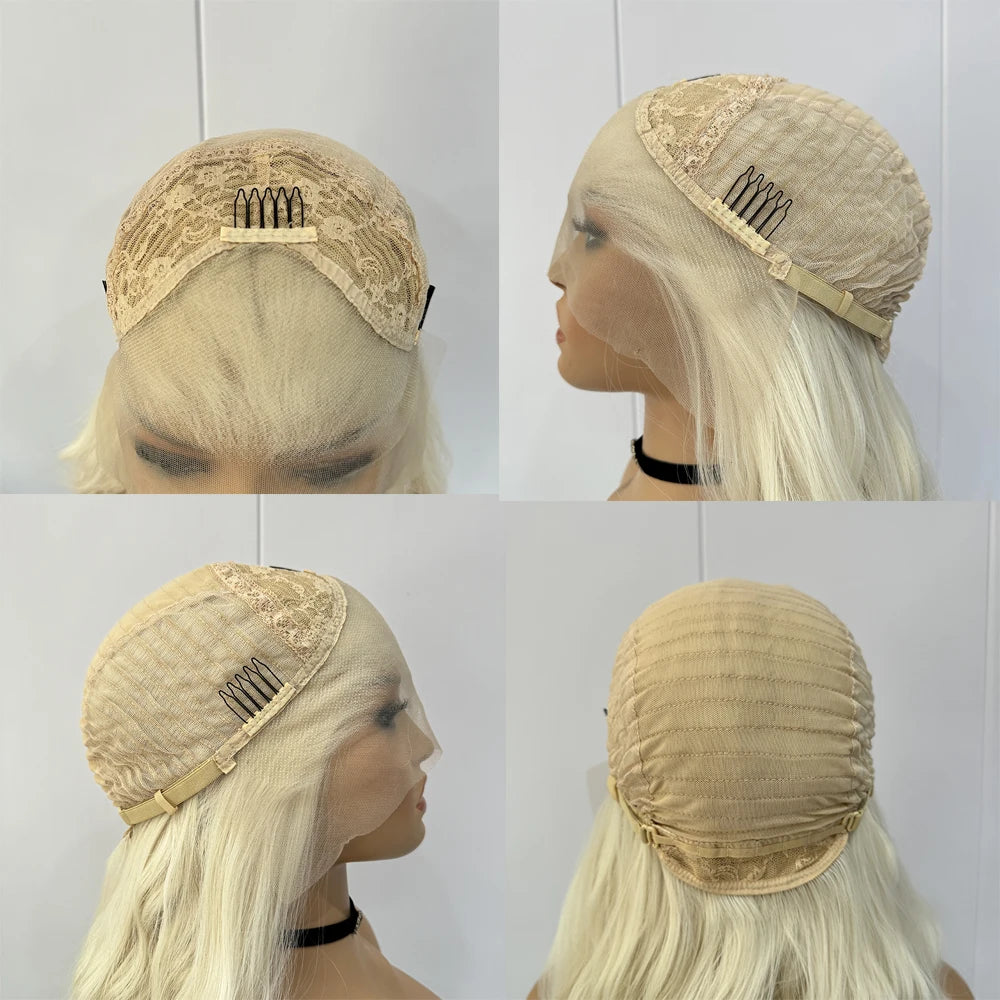 Bright Purple Natural Wave Wig Synthetic Lace Front Wigs for Women Long Loose Deep Curl Lace Wig Purple Wig Daily Use Cosplay