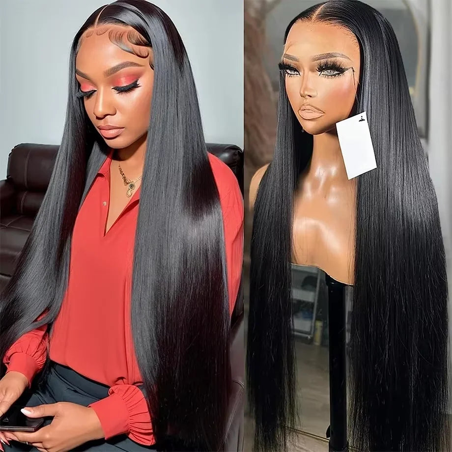 300% Density 36 Inch Bone Straight Vietnamese Human Hair Wig For Women 13x4 Hd Transparent Lace Frontal Wig Remy Hair Preplucked