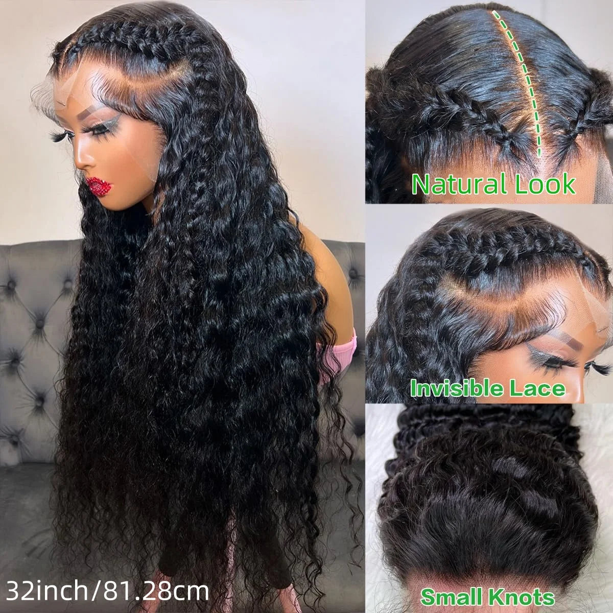 Deep Wave Curly Human Hair Wig 13x4 Hd Lace Frontal Wigs Pre Plucked For Women Deep Wave Frontal Wigs Brazilian 30 Inch Glueless