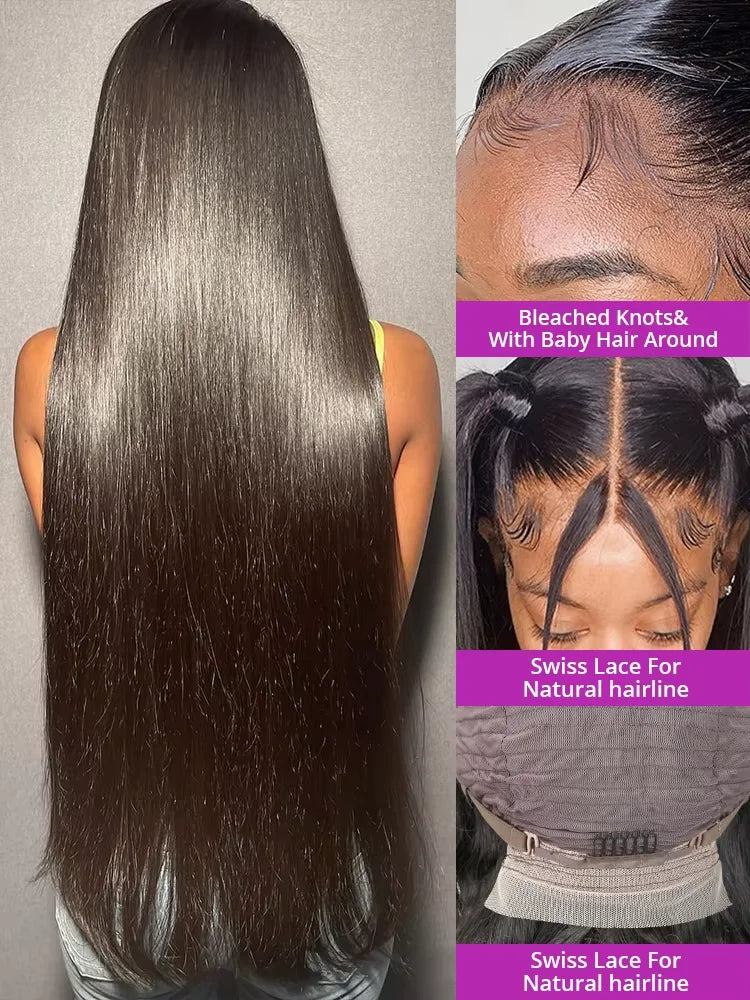300% Density 36 Inch Bone Straight Vietnamese Human Hair Wig For Women 13x4 Hd Transparent Lace Frontal Wig Remy Hair Preplucked