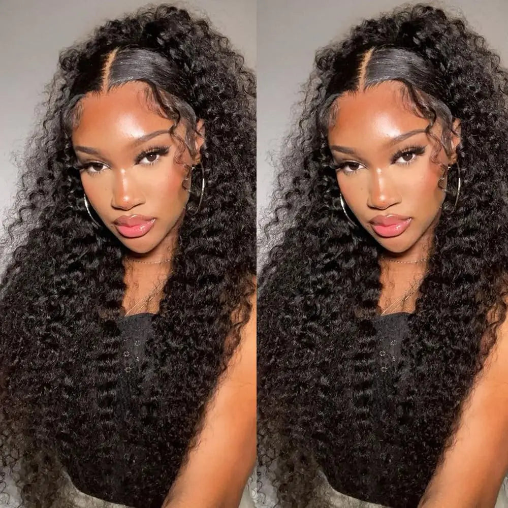 Deep Wave Curly Human Hair Wig 13x4 Hd Lace Frontal Wigs Pre Plucked For Women Deep Wave Frontal Wigs Brazilian 30 Inch Glueless