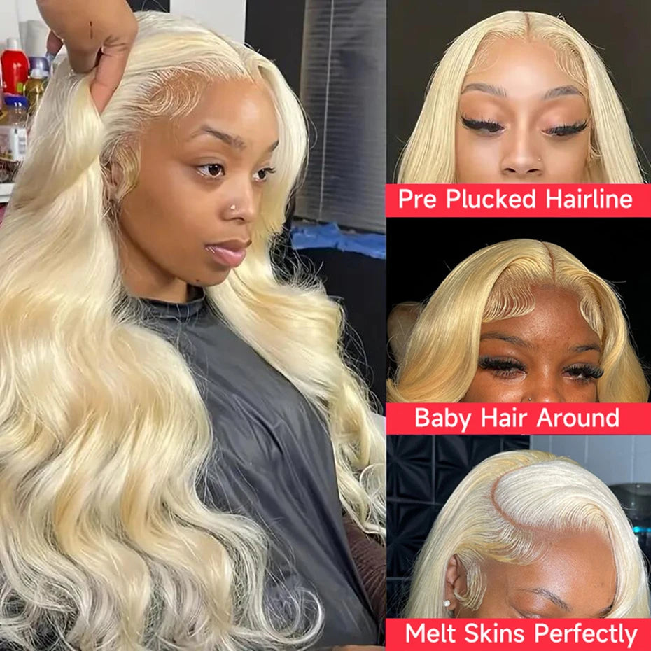 13x6 Highlight Ash Blonde Wigs Human Hair Brazilian Body Wave Lace Front Human Hair Wigs 613 Blonde Color 13x6 Lace Frontal Wigs