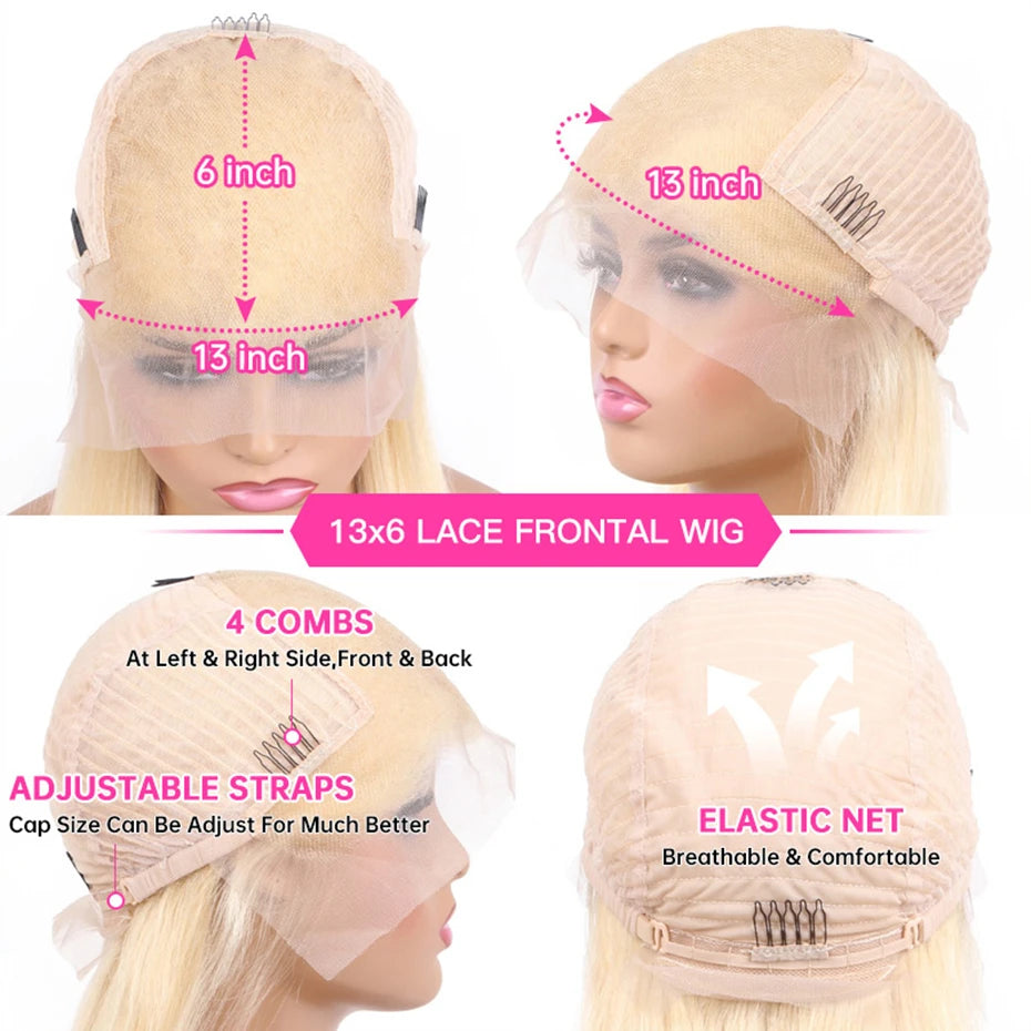 13x6 Highlight Ash Blonde Wigs Human Hair Brazilian Body Wave Lace Front Human Hair Wigs 613 Blonde Color 13x6 Lace Frontal Wigs
