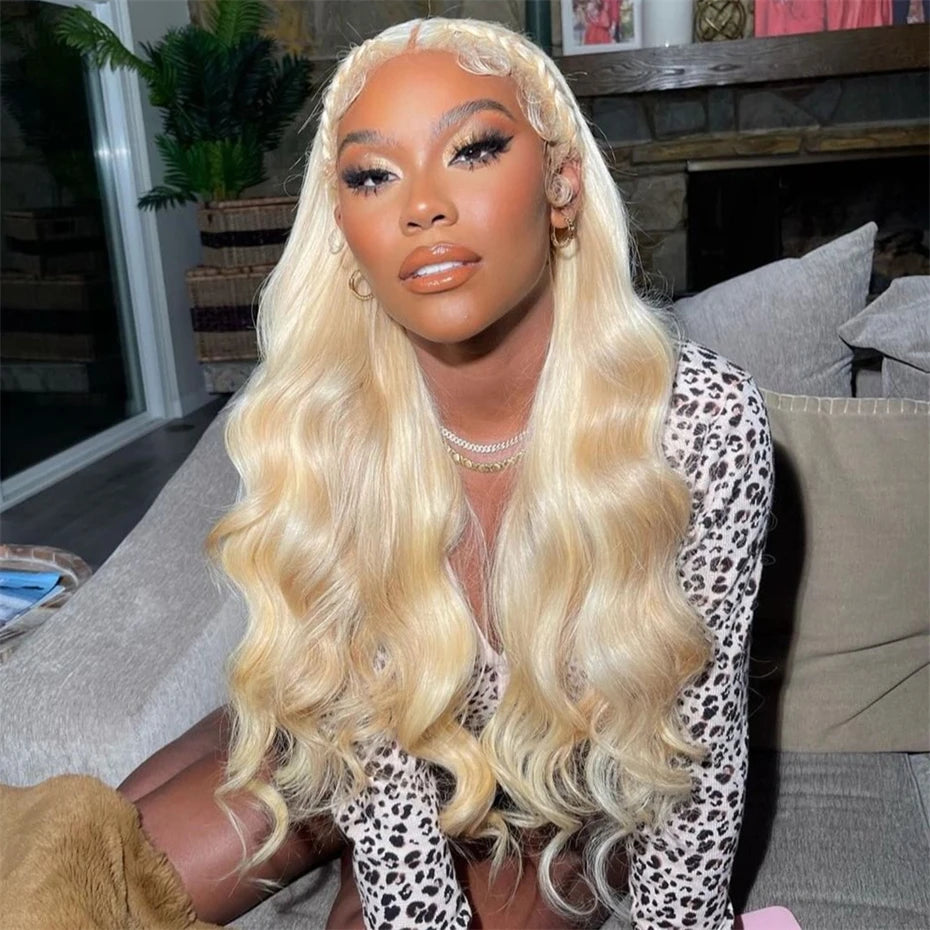 13x6 Highlight Ash Blonde Wigs Human Hair Brazilian Body Wave Lace Front Human Hair Wigs 613 Blonde Color 13x6 Lace Frontal Wigs