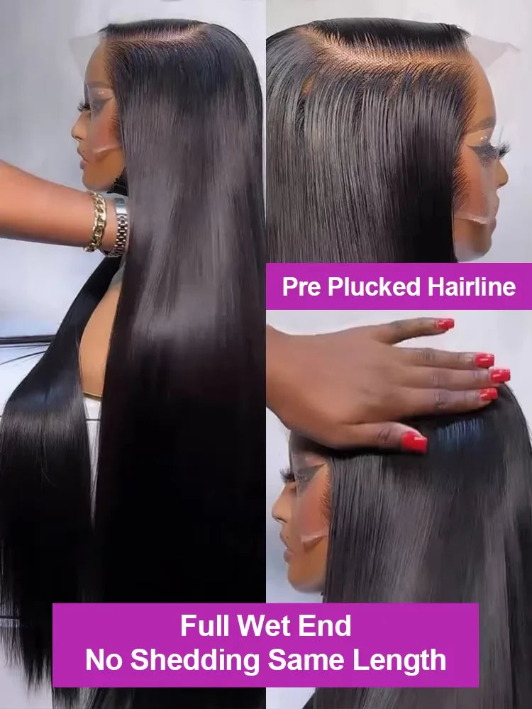 300% Density 36 Inch Bone Straight Vietnamese Human Hair Wig For Women 13x4 Hd Transparent Lace Frontal Wig Remy Hair Preplucked